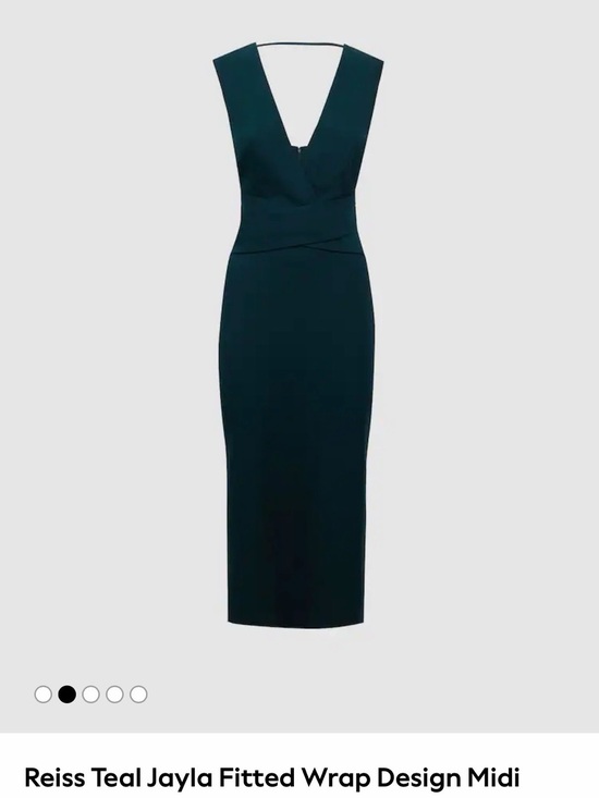 Reiss Dresses & Skirts - Reiss Deep Teal V-Neck Fitted Wrap Midi Dress
